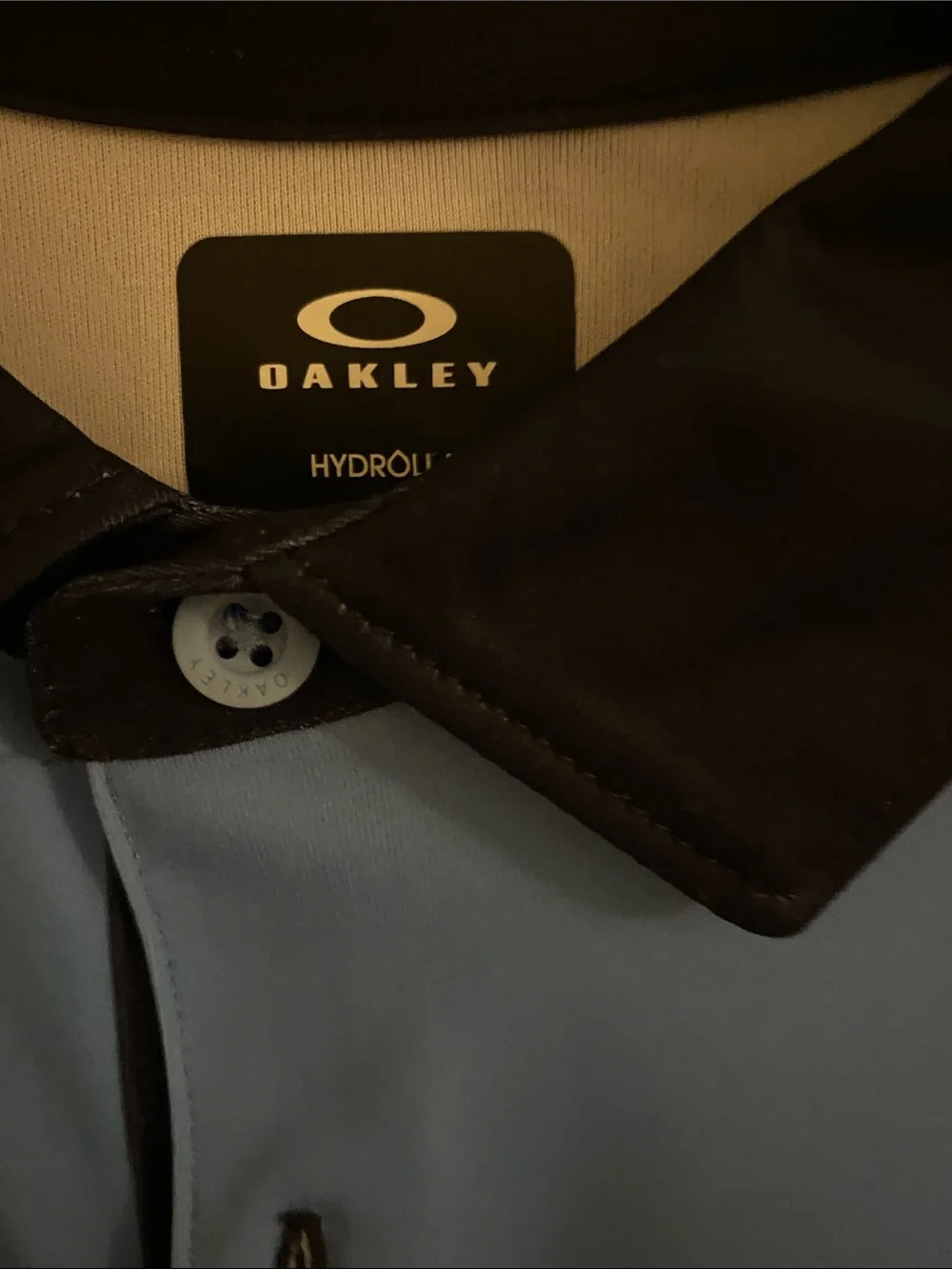 Oakley Men’s Navy and Light Blue Colorblock Performance Polo